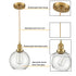 Modern Brushed Gold Metal Adjustable Pendant Light with Globe Glass Shade